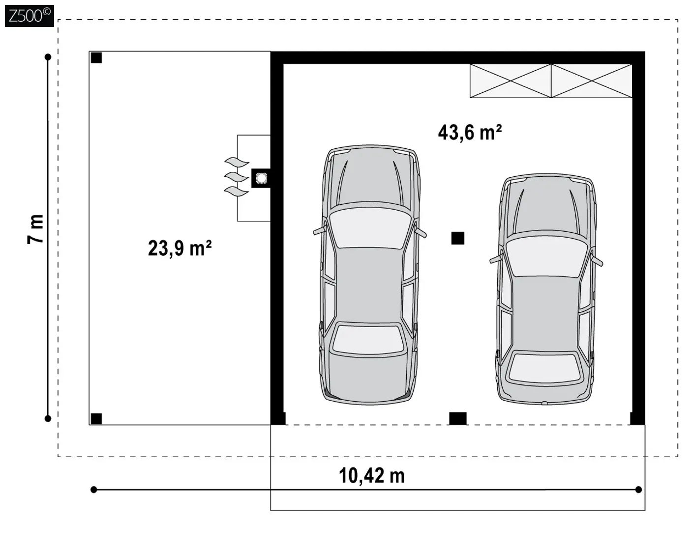 Готовый проект гаража Zg24 - Проект красивого гаража для двух авто