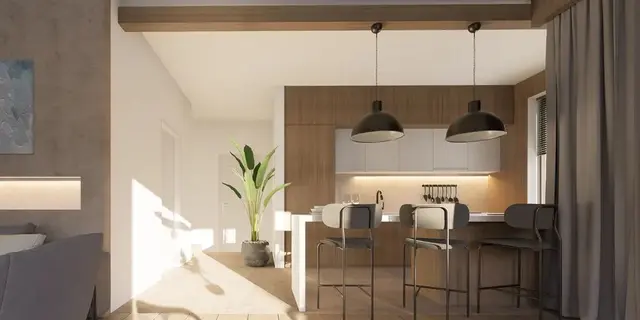 готовый проект дома Zx214 + – дизайн интерьера, Двухэтажный комфортный коттедж с плоской крышей для узкого надела